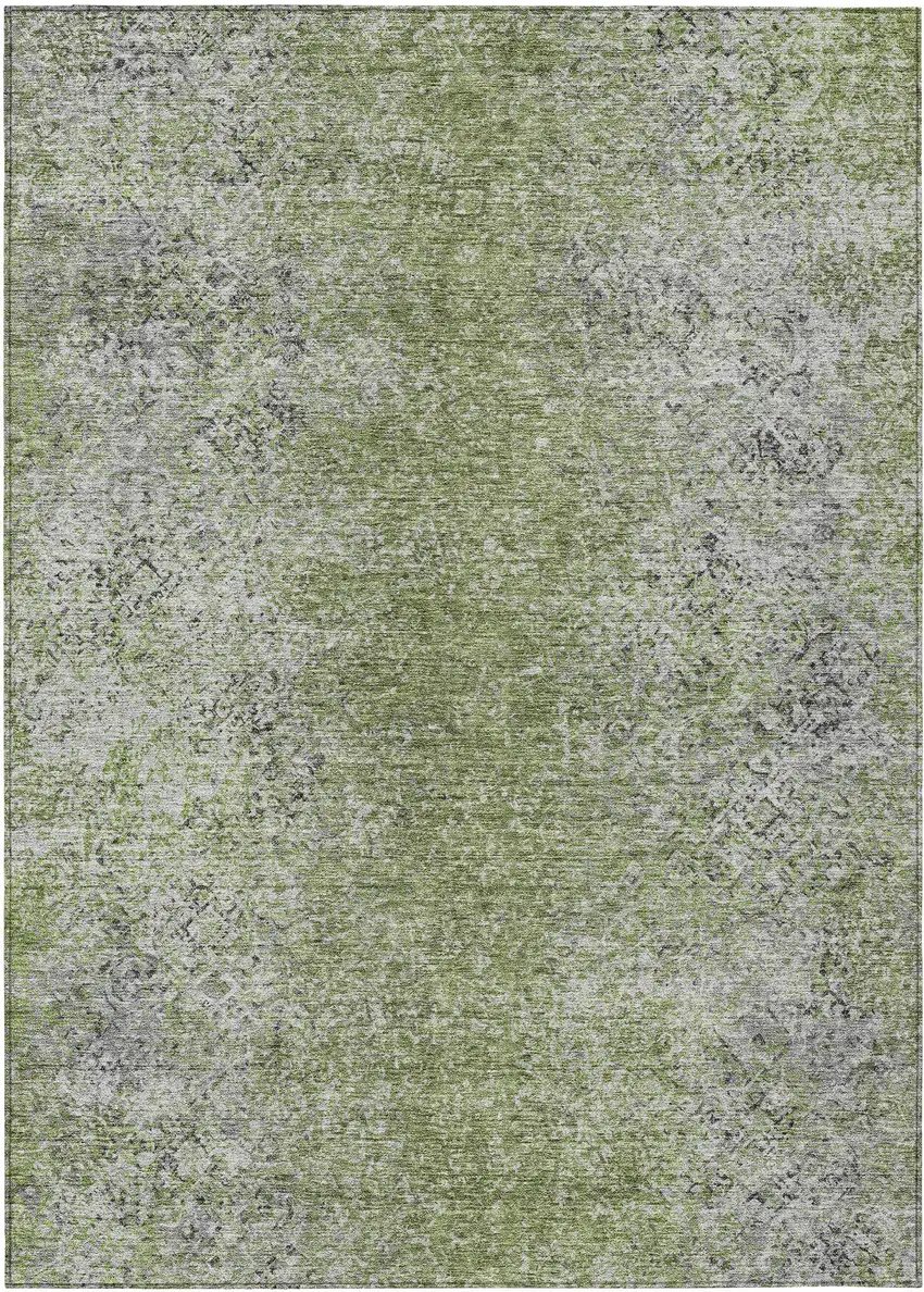 Fern Green Artichoke Green And Ivory Oriental Washable Indoor Outdoor Area Rug Photo 2