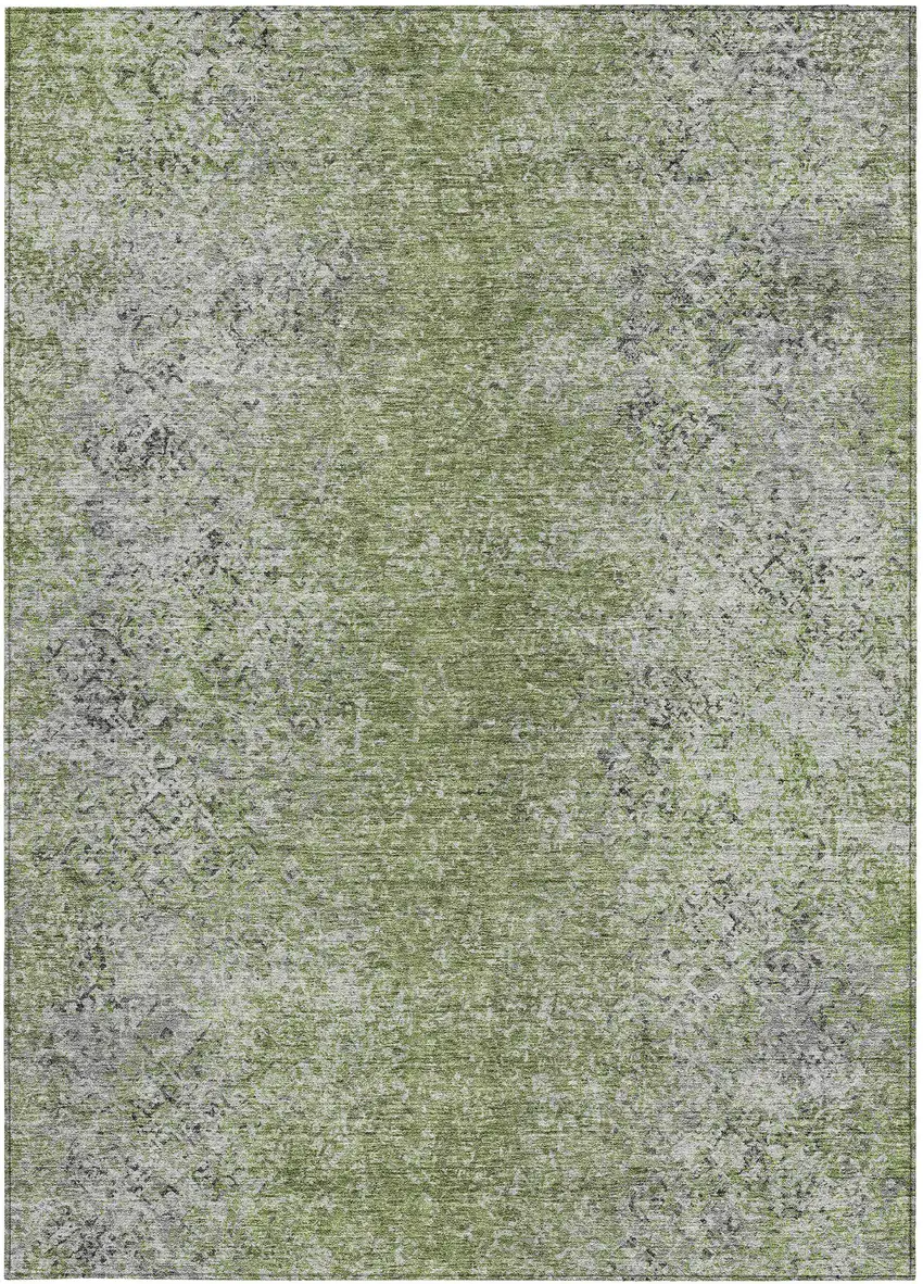 Fern Green Artichoke Green And Ivory Oriental Washable Indoor Outdoor Area Rug Photo 6