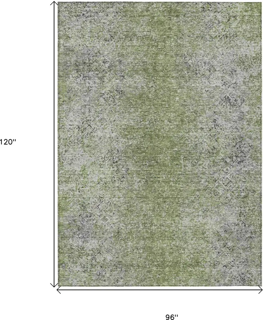 Fern Green Artichoke Green And Ivory Oriental Washable Indoor Outdoor Area Rug Photo 3