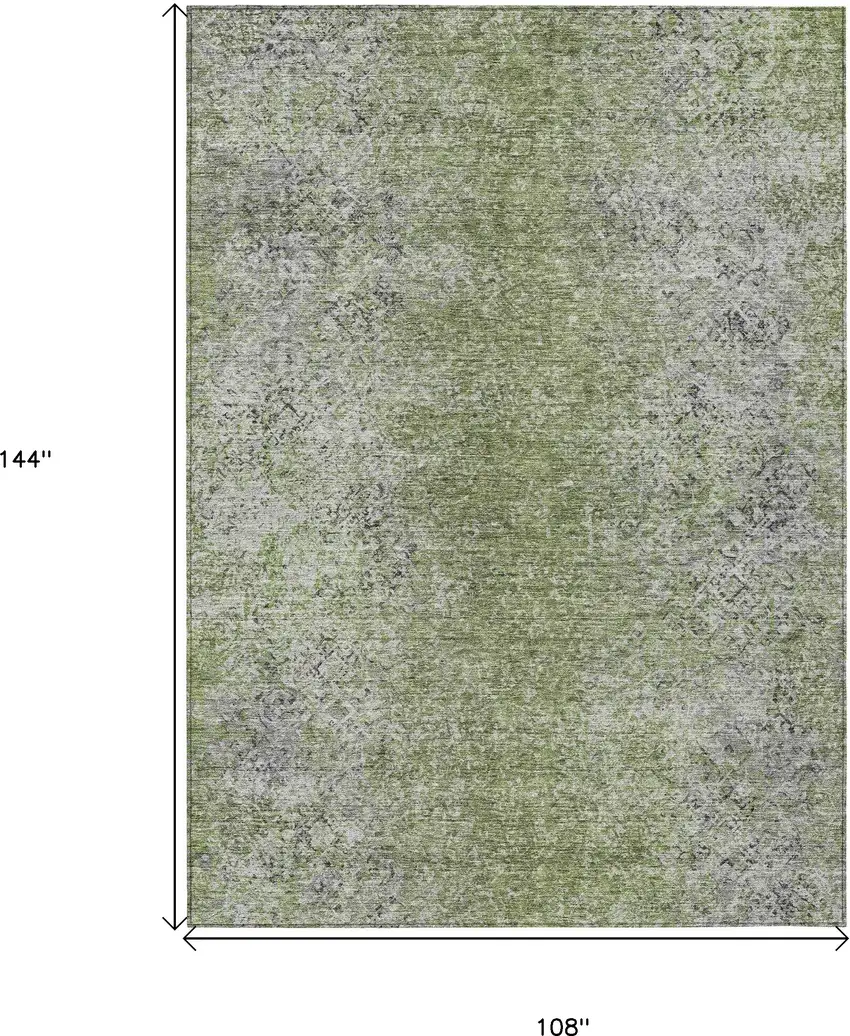 Fern Green Artichoke Green And Ivory Oriental Washable Indoor Outdoor Area Rug Photo 3