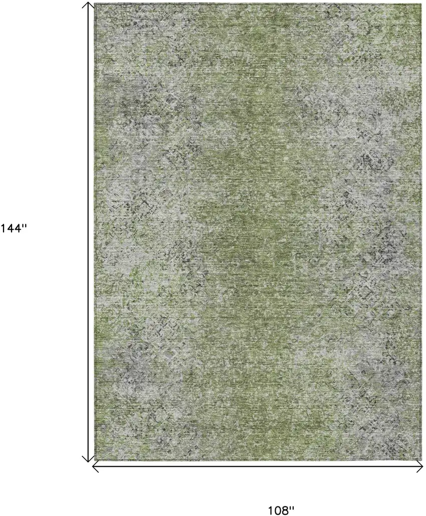 Fern Green Artichoke Green And Ivory Oriental Washable Indoor Outdoor Area Rug Photo 3