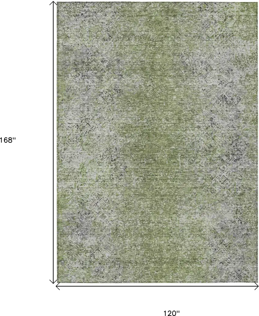 Fern Green Artichoke Green And Ivory Oriental Washable Indoor Outdoor Area Rug Photo 3