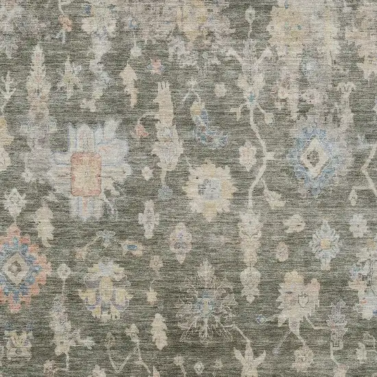 Fern Green Beige And Blue Floral Washable Indoor Outdoor Area Rug Photo 3