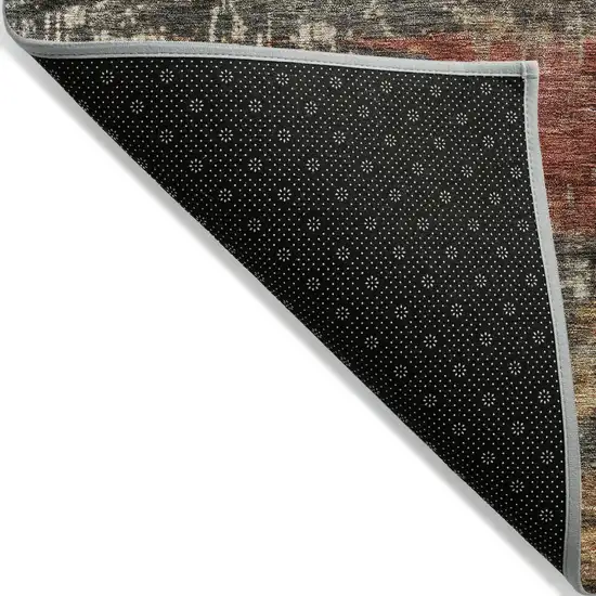 Fern Green Black And Terra Cotta Striped Washable Indoor Outdoor Area Rug Photo 4