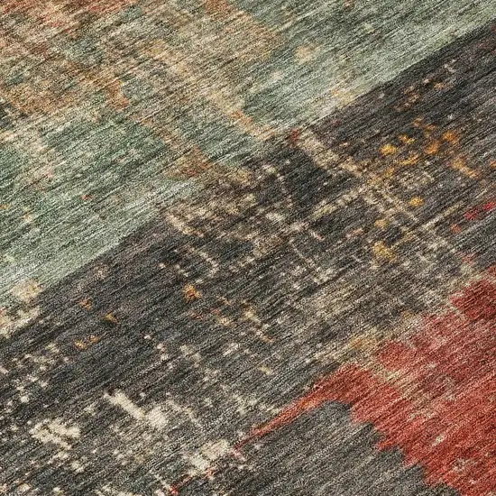 Fern Green Black And Terra Cotta Striped Washable Indoor Outdoor Area Rug Photo 8
