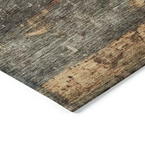 Fern Green Black And Terra Cotta Striped Washable Indoor Outdoor Area Rug Photo 5