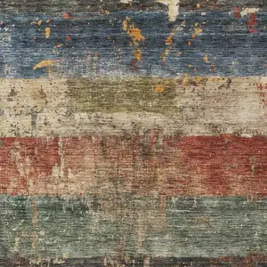 Photo of Fern Green Black And Terra Cotta Striped Washable Indoor Outdoor Area Rug