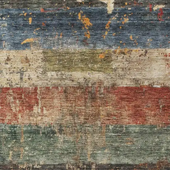 Fern Green Black And Terra Cotta Striped Washable Indoor Outdoor Area Rug Photo 6