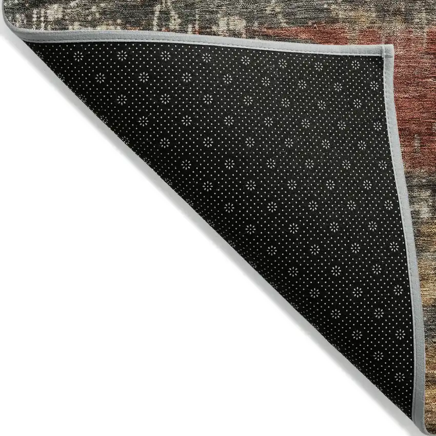 Fern Green Black And Terra Cotta Striped Washable Indoor Outdoor Area Rug Photo 4