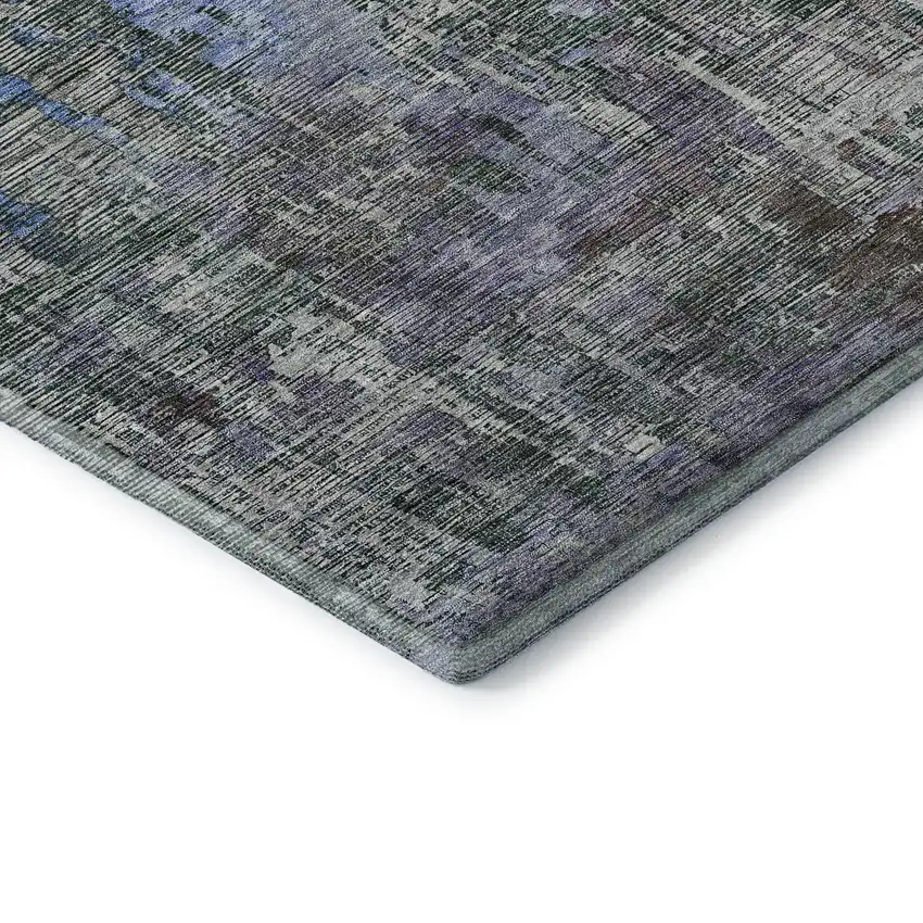 Fern Green Blue And Beige Abstract Washable Area Rug With UV Protection Photo 7