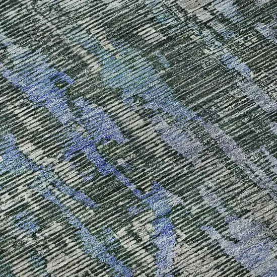 Fern Green Blue And Beige Abstract Washable Area Rug With UV Protection Photo 9