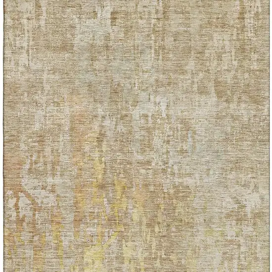 Fern Green Blue And Beige Abstract Washable Area Rug With UV Protection Photo 5