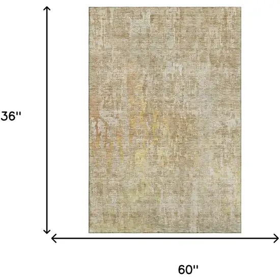 Fern Green Blue And Beige Abstract Washable Area Rug With UV Protection Photo 3