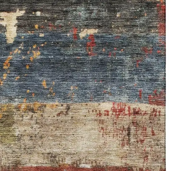 Fern Green Blue And Red Striped Washable Area Rug With UV Protection Photo 5