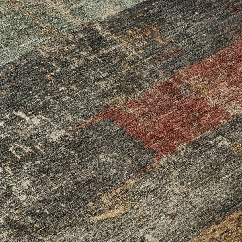 Fern Green Blue And Red Striped Washable Area Rug With UV Protection Photo 7