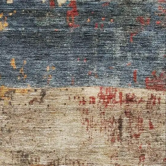 Fern Green Blue And Red Striped Washable Area Rug With UV Protection Photo 4