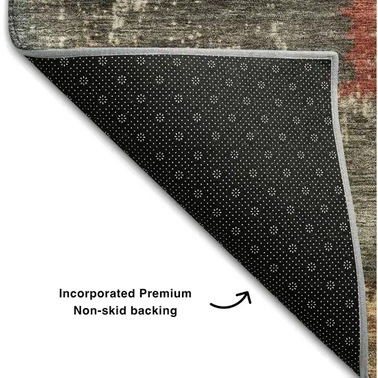 Fern Green Blue And Red Striped Washable Area Rug With UV Protection Photo 4