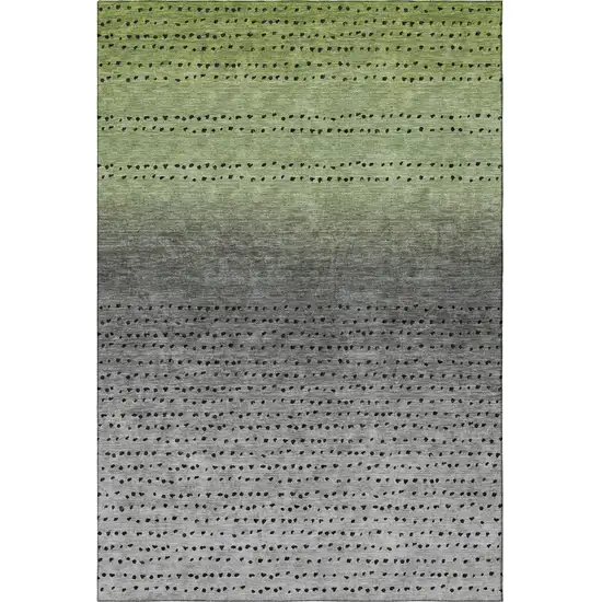 Fern Green Charcoal And Silver Abstract Washable Area Rug With UV Protection Photo 3