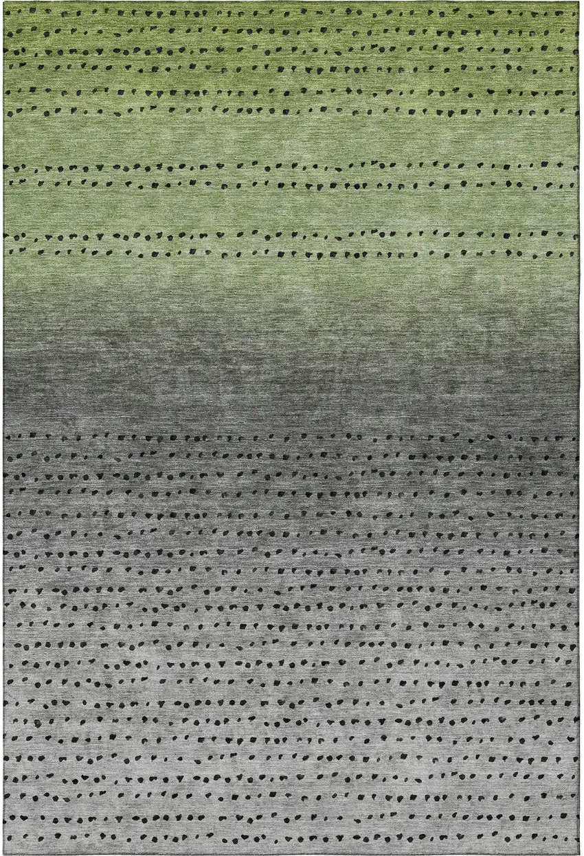 Fern Green Charcoal And Silver Abstract Washable Area Rug With UV Protection Photo 3
