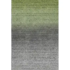 Photo of Fern Green Charcoal And Silver Abstract Washable Area Rug With UV Protection