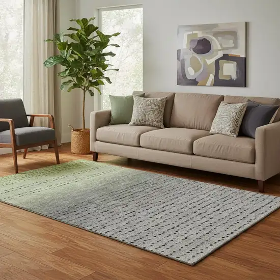 Fern Green Charcoal And Silver Abstract Washable Area Rug With UV Protection Photo 2
