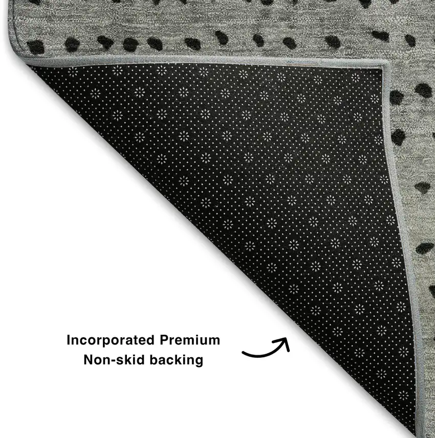 Fern Green Charcoal And Silver Abstract Washable Area Rug With UV Protection Photo 6