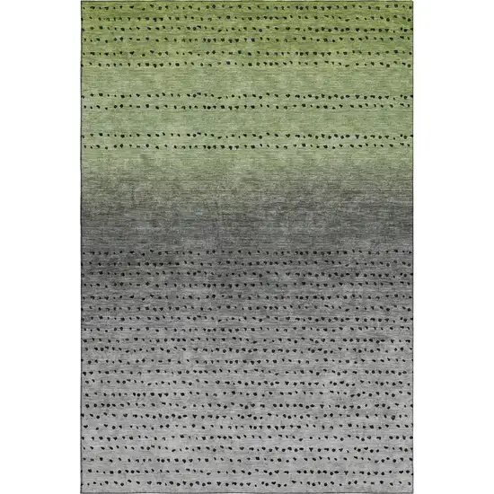 Fern Green Charcoal And Silver Abstract Washable Area Rug With UV Protection Photo 1