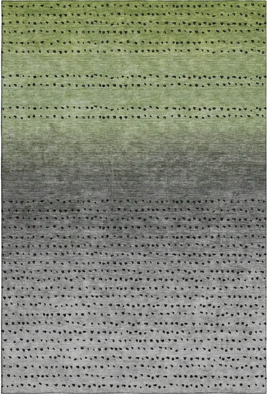 Fern Green Charcoal And Silver Abstract Washable Area Rug With UV Protection Photo 1