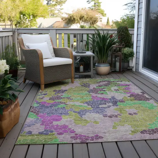 Fern Green Eggplant And Blush Geometric Washable Indoor Outdoor Area Rug Photo 5