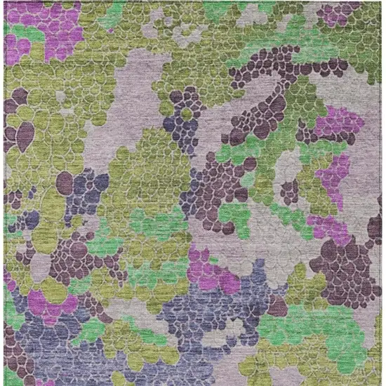 Fern Green Eggplant And Blush Geometric Washable Indoor Outdoor Area Rug Photo 3