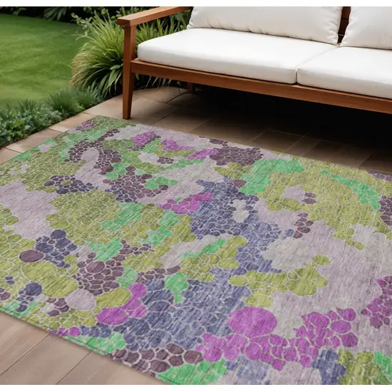 Fern Green Eggplant And Blush Geometric Washable Indoor Outdoor Area Rug Photo 2