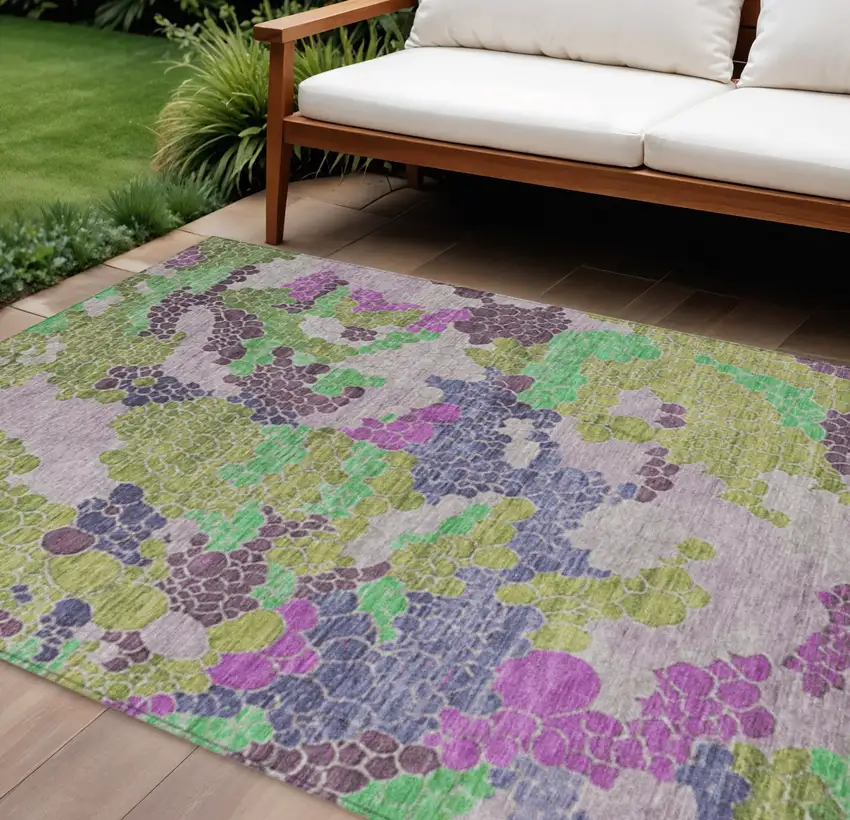 Fern Green Eggplant And Blush Geometric Washable Indoor Outdoor Area Rug Photo 2