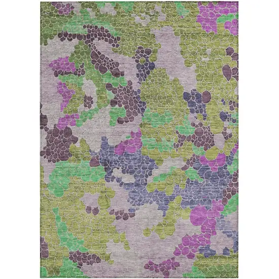 Fern Green Eggplant And Blush Geometric Washable Indoor Outdoor Area Rug Photo 4