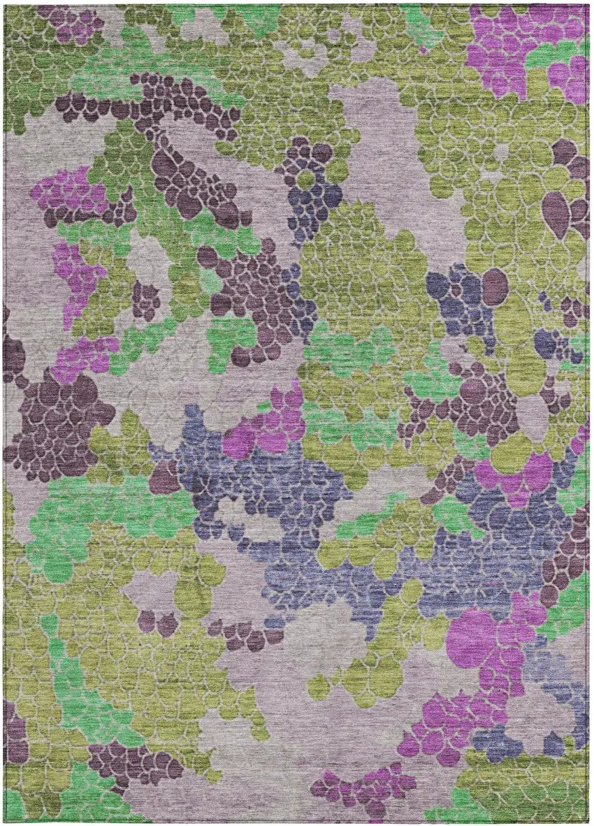 Fern Green Eggplant And Blush Geometric Washable Indoor Outdoor Area Rug Photo 3