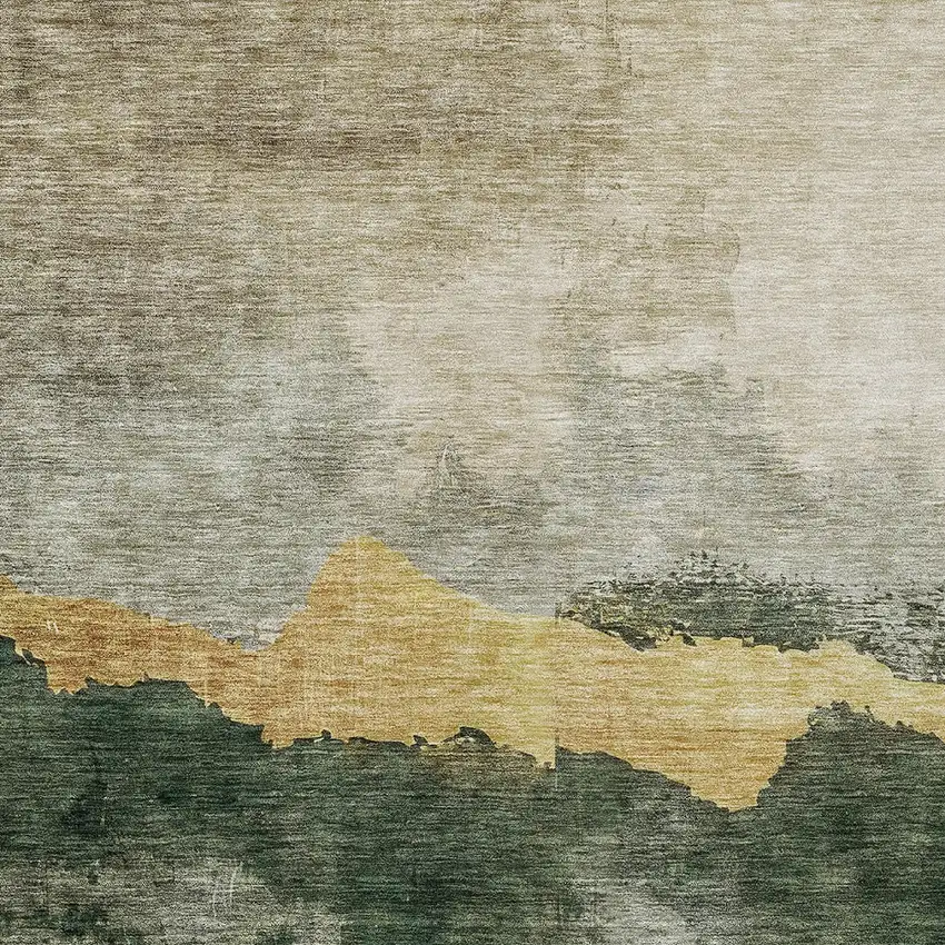 Fern Green Gold And Gray Abstract Washable Indoor Outdoor Area Rug Photo 5