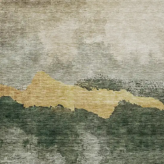 Fern Green Gold And Gray Abstract Washable Indoor Outdoor Area Rug Photo 5