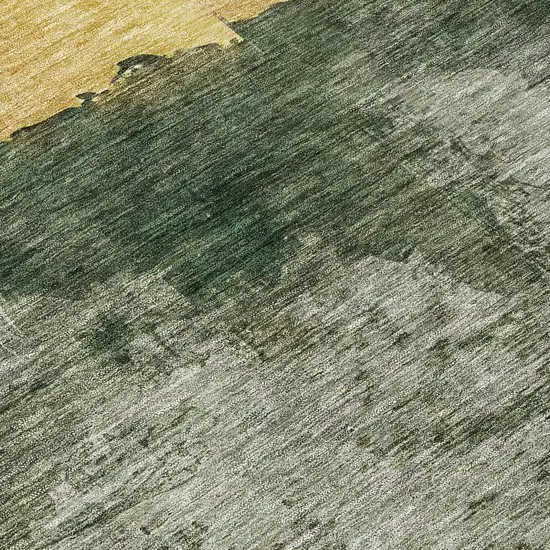 Fern Green Gold And Gray Abstract Washable Indoor Outdoor Area Rug Photo 8