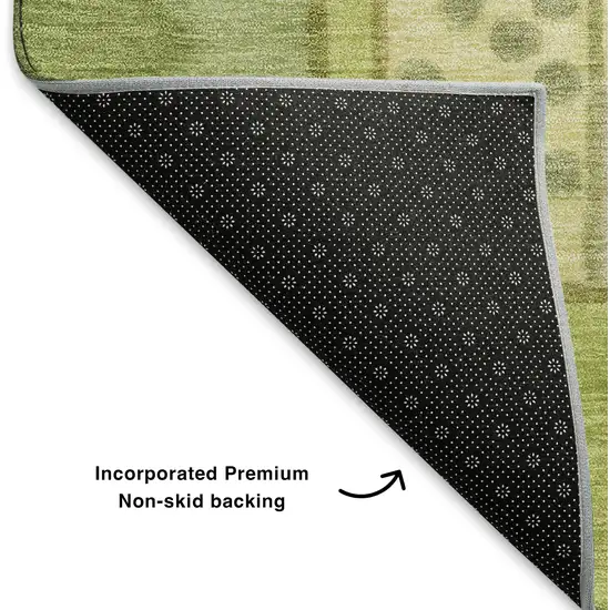 Fern Green Gold And Ivory Abstract Washable Area Rug With UV Protection Photo 6