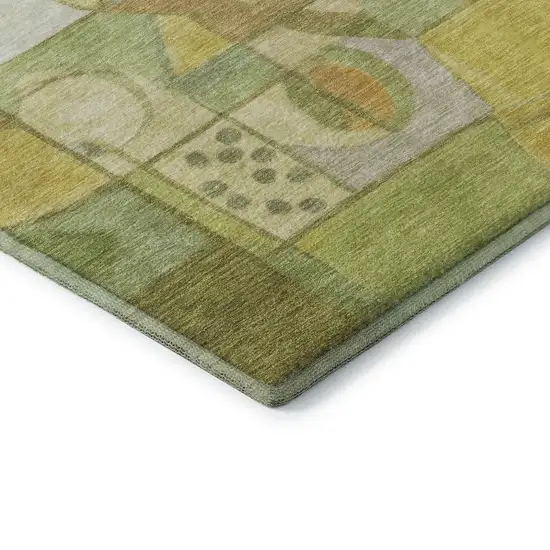 Fern Green Gold And Ivory Abstract Washable Area Rug With UV Protection Photo 7