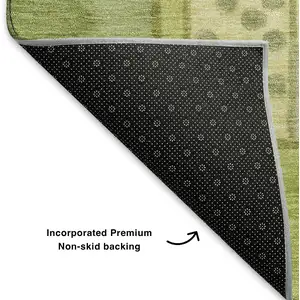 Photo of Fern Green Gold And Ivory Abstract Washable Area Rug With UV Protection