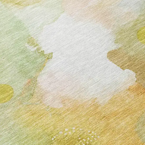 Fern Green Gold And Ivory Abstract Washable Indoor Outdoor Area Rug Photo 8