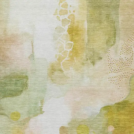 Fern Green Gold And Ivory Abstract Washable Indoor Outdoor Area Rug Photo 7