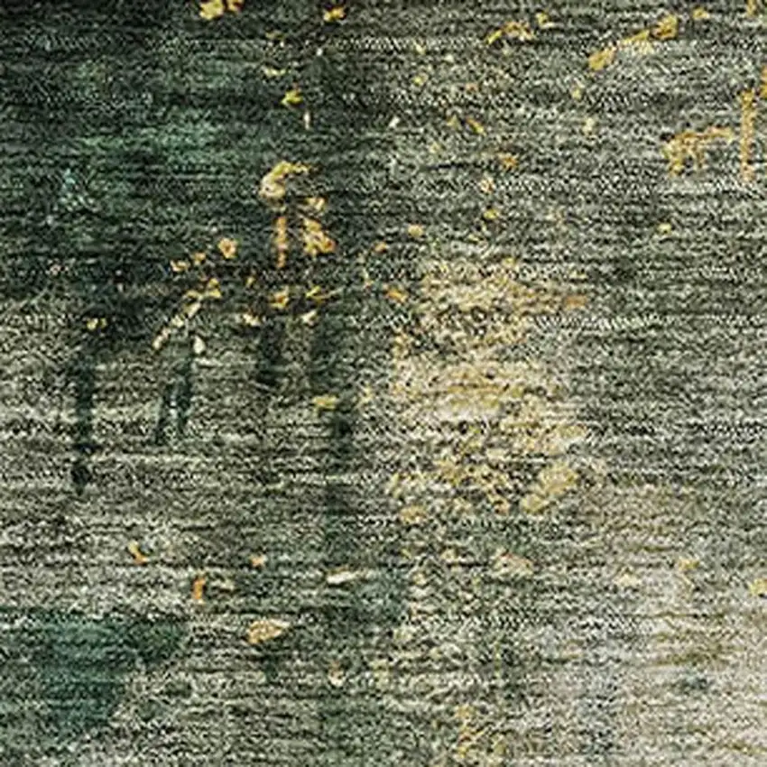 Fern Green Gold And Silver Abstract Washable Area Rug With UV Protection Photo 2