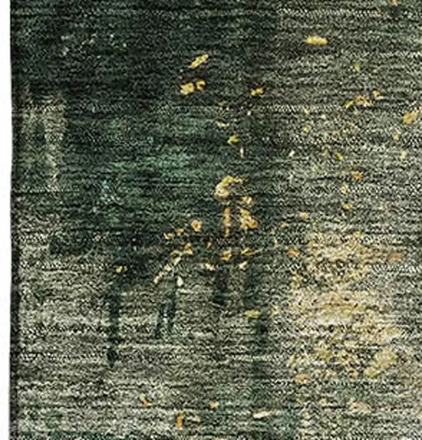 Fern Green Gold And Silver Abstract Washable Area Rug With UV Protection Photo 2