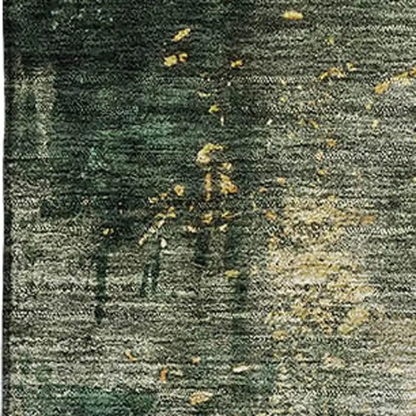 Fern Green Gold And Silver Abstract Washable Area Rug With UV Protection Photo 2
