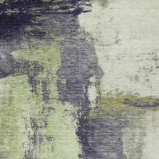 Fern Green Gray And Black Abstract Washable Indoor Outdoor Area Rug Photo 5