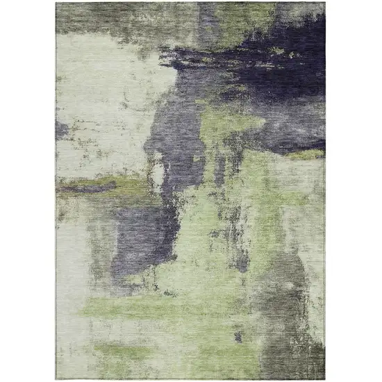 Fern Green Gray And Black Abstract Washable Indoor Outdoor Area Rug Photo 6