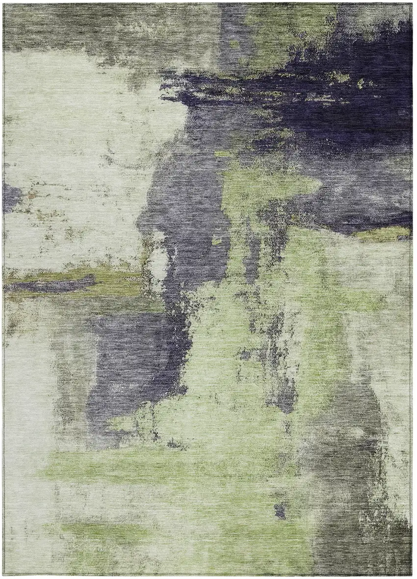Fern Green Gray And Black Abstract Washable Indoor Outdoor Area Rug Photo 6