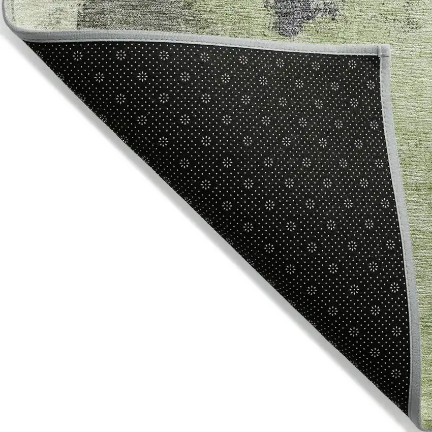 Fern Green Gray And Black Abstract Washable Indoor Outdoor Area Rug Photo 3