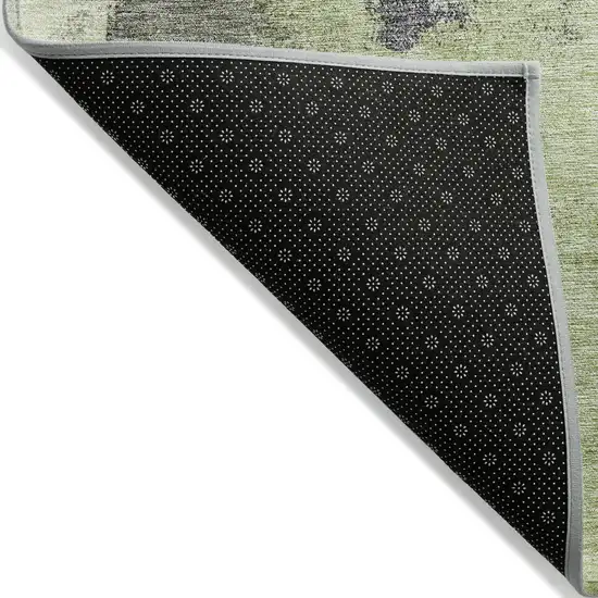 Fern Green Gray And Black Abstract Washable Indoor Outdoor Area Rug Photo 3